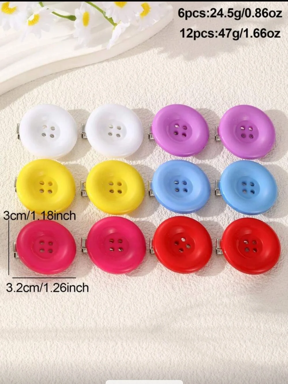 Multicolor Button Hair Clips - Women Accessories